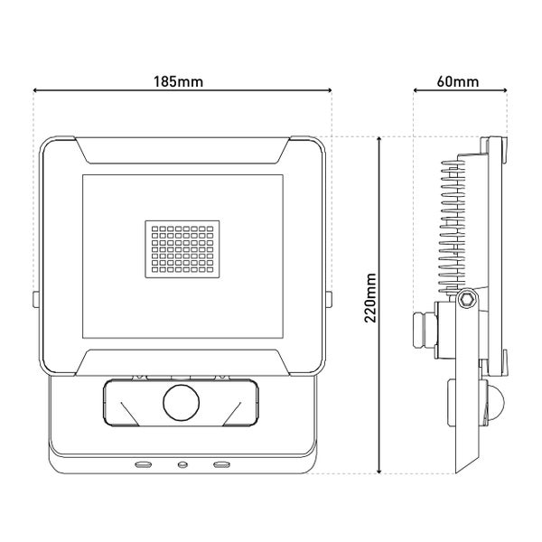 LED-Außenleuchte Radia 30W mit Sensor, aus Metall und Glas in Schwarz, mit integrierter LED
