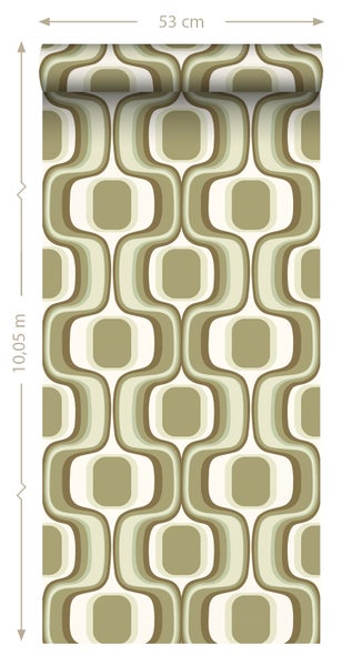 ESTAhome Tapete Retro-Ornamente Grün - 50 x 900 cm - 131586