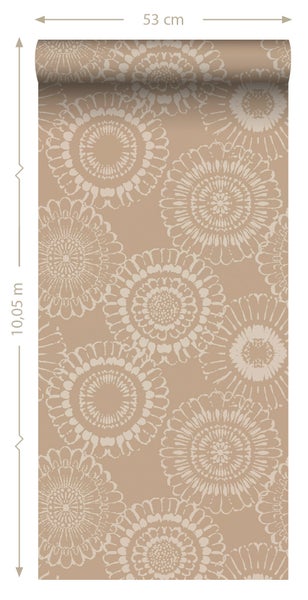 ESTAhome Tapete Blumen Beigebraun - 50 x 900 cm - 139823