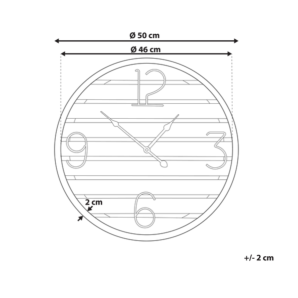 Wanduhr ARRIAGA 50 cm Tannenholz Dunkelbraun
