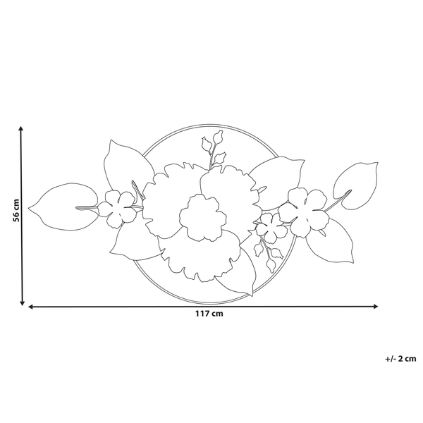 Abbildung einer Wanddekoration mit Blumenmuster und den Maßen 56 mal 117 cm