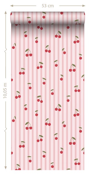 ESTAhome Tapete Kirschen Rosa - 50 x 900 cm - 131653