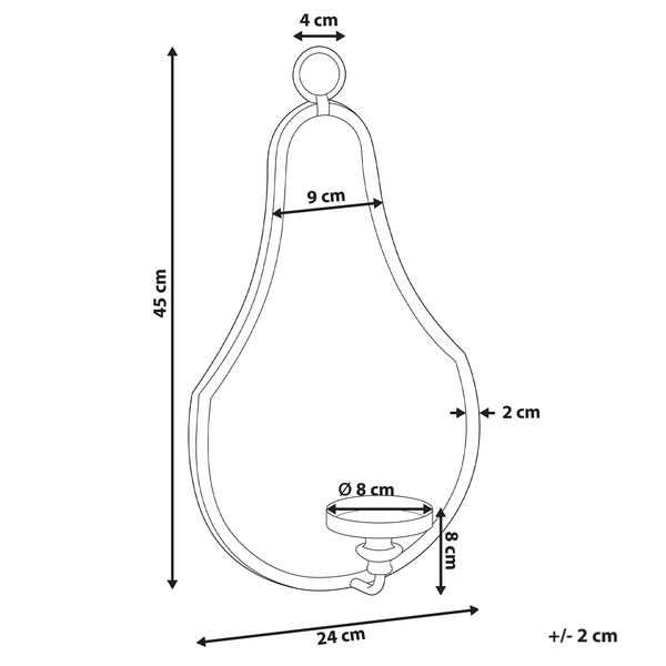 Abmessungen einer Wandkerzenhalterung