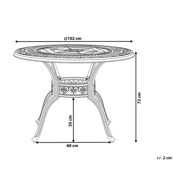 Gartentisch SALENTO 102 cm 102 cm Metall Dunkelbraun