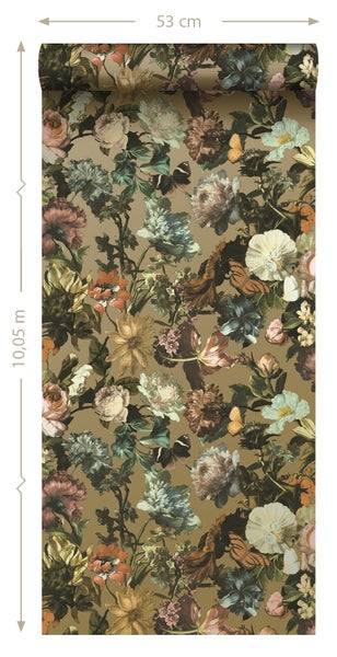 ESTAhome Tapete Blumen Gold - 53 cm x 10.05 m - 139595