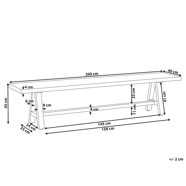 Gartenbank TONNARE 200 cm Beton Grau