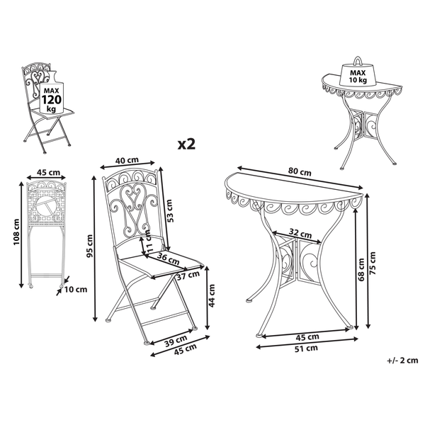 Bistro Set JUINA Metall Hellbeige