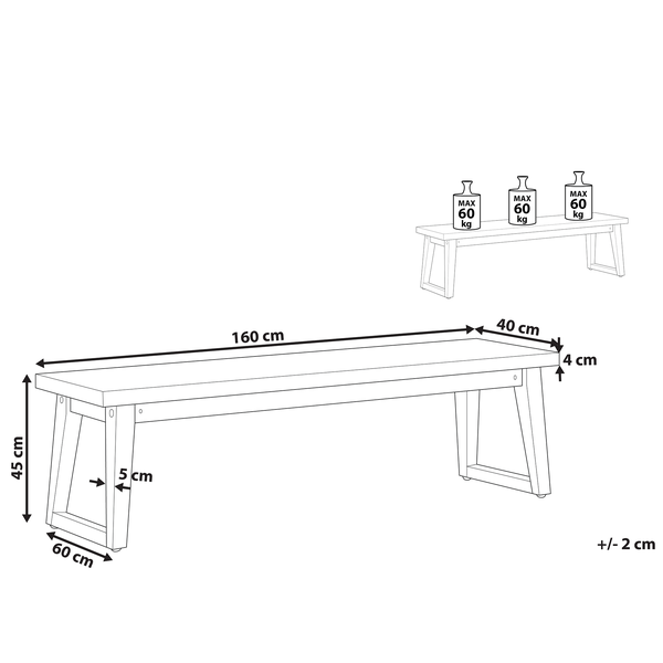 Gartenbank ORIA 160 cm Beton Grau