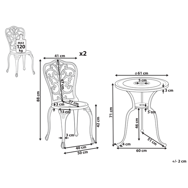 Bistro Set TRIORA/DASCIO Metall Cremeweiß