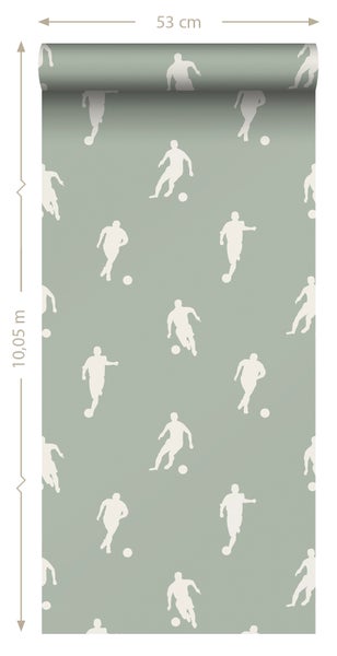 ESTAhome Tapete Fußballspieler Mintgrün - 53 cm x 10.05 m - 139505