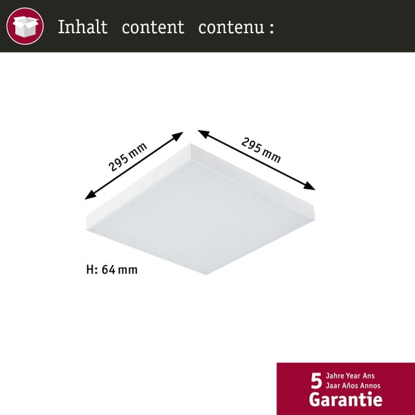 LED Panel Velora Rainbow dynamicRGBW eckig 295x295mm 13,2W 1140lm RGB+ Weiß dimmbar