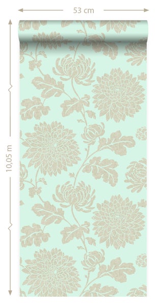 Origin Wallcoverings Tapete Blumen Seladongrün - 53 cm x 10.05 m - 326148