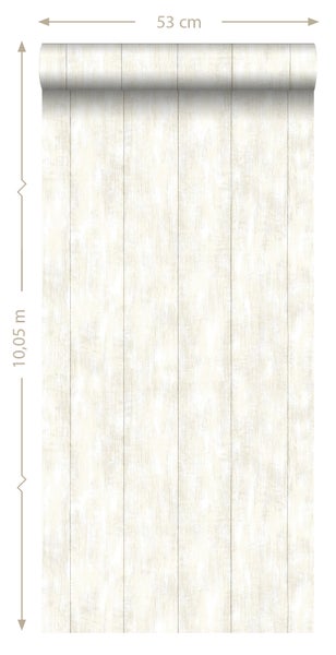 ESTAhome Tapete Holz-Optik Weiß - 53 cm x 10.05 m - 128006