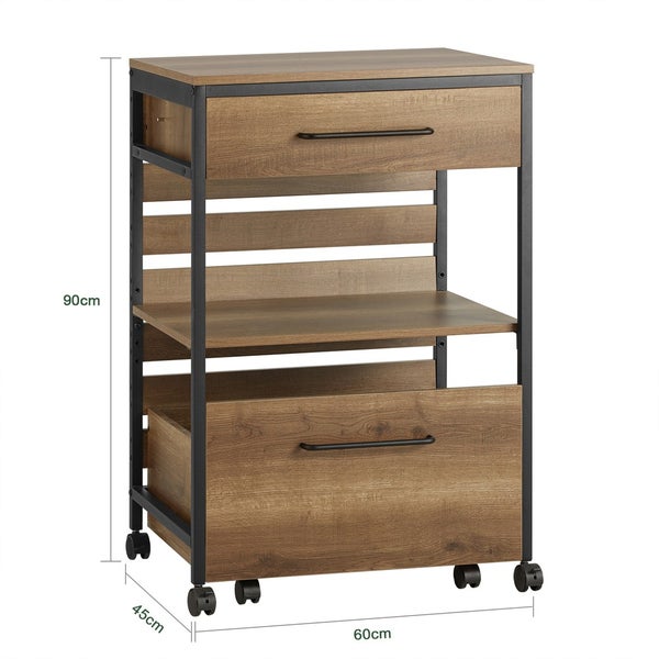 Rollcontainer mit Schubladen und Regalboden, circa 90 x 60 x 45 cm