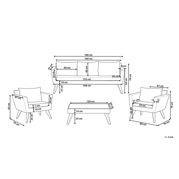 Lounge Set mit Tisch 5-Sitzer VITTORIA XL Polyrattan Cremeweiß