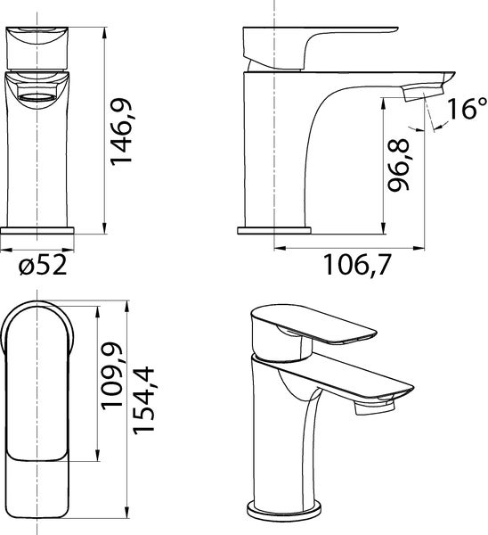 aquaSu® Wasserhahn Bad Weiß, Waschtischarmatur mit Zugstange, Einhebelmischer für Waschbecken, Badarmatur mit Ablaufgarnitur, Mischbatterie mit Wassersparmischdüse, Messingkern, werkzeuglose Montage, 797375