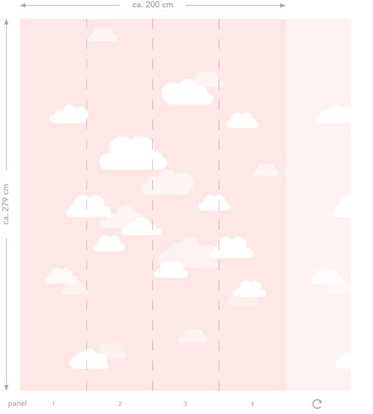 ESTAhome Fototapete kleine Wolken Hellrosa - 200 x 279 cm - 158843