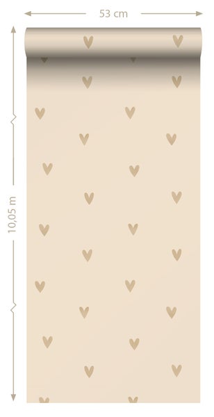 ESTAhome Tapete Herzchen Beige - 53 cm x 10.05 m - 139769