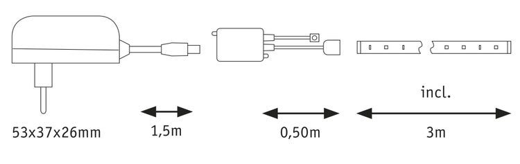 Abmessungen und Bestandteile der LED Leiste
