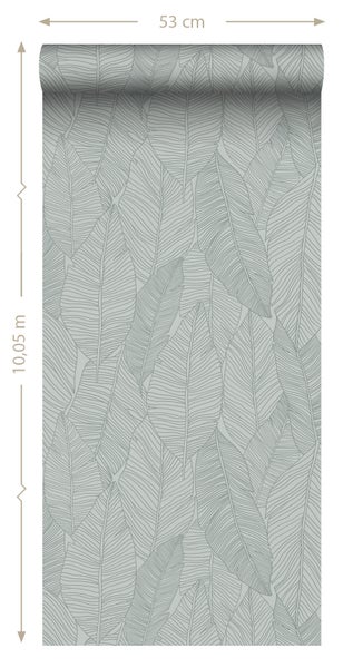 ESTAhome Tapete gezeichnete Blätter Graublau - 53 cm x 10.05 m - 139354