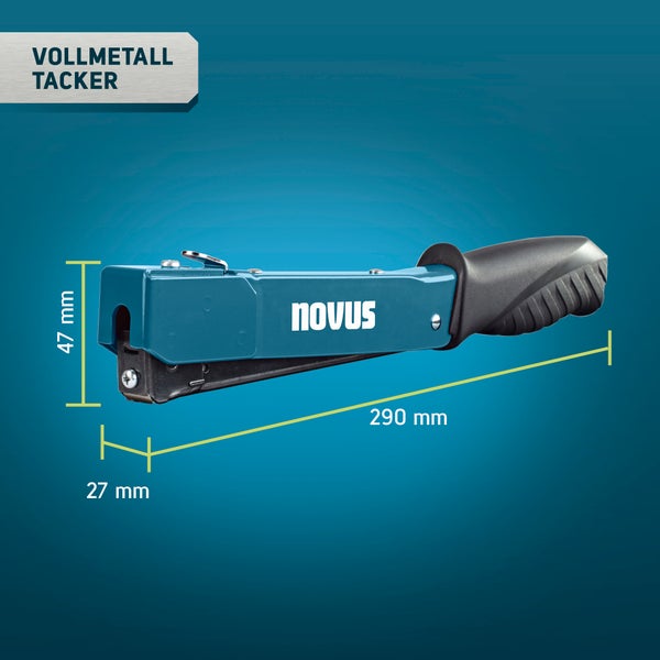Novus Tools Hammertacker J-033, 6–10 mm Typ G, Premium-Tacker geeignet für Flachdrahtklammern & Folien 030-0452