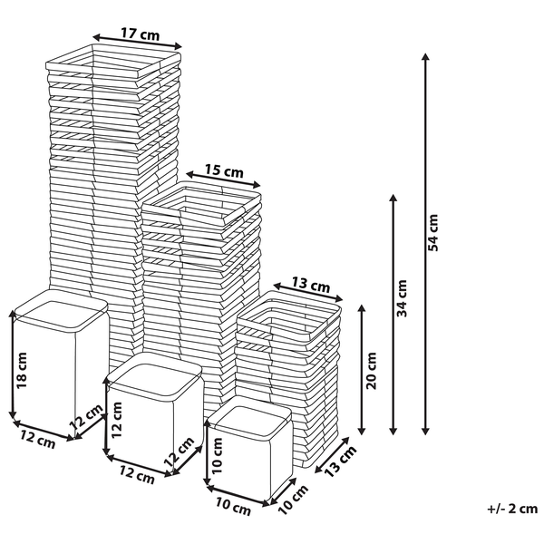 Abmessungen eines rechteckigen Aufbewahrungskorbs