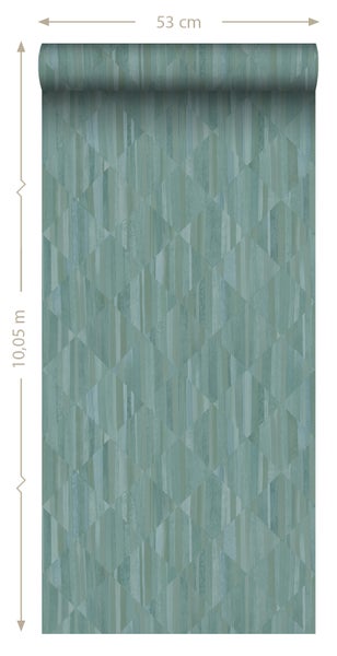 Origin Wallcoverings Tapete 3D Holzoptik Blaugrün - 50 x 900 cm - 347869
