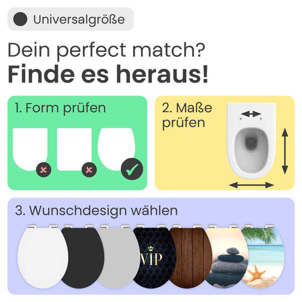Information zur Auswahl des passenden WC-Sitzes in Universalgröße.