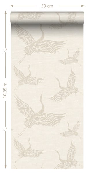 Origin Wallcoverings Tapete Kraniche Sandbraun - 53 cm x 10.05 m - 347827