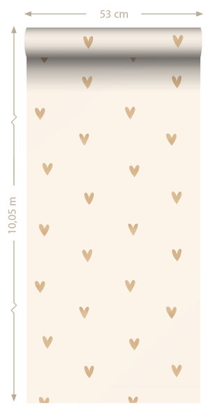 Sanders und Sanders Tapete Herzchen Beige und Gold - 53 cm x 10.05 m - 935268