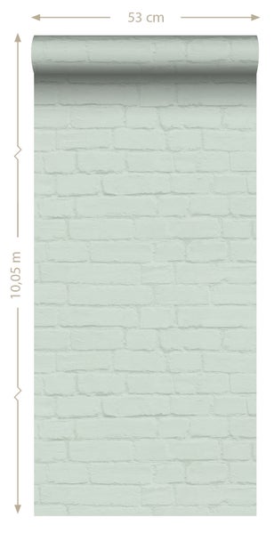 ESTAhome Tapete Backstein-Optik Mintgrün - 53 cm x 10.05 m - 139193