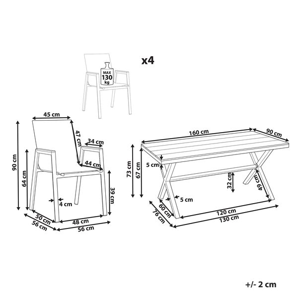 Gartenmöbel Set 4-Sitzer TIANO Metall Grau