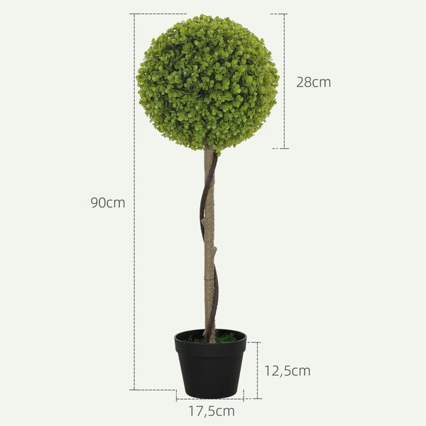 HOMCOM 2er-Set Künstlicher Eukalyptus, 90 cm Zimmerpflanze, Kunstpflanze im Topf, große Dekorative Pflanzen für Zuhause, Büro, Flur, Garten, Grün