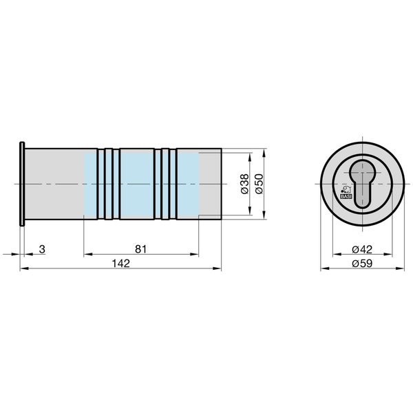 BASI Rohrtresor RT 101 aus Aluminium Verschluss aus Edelstahl Vorgerichtet für Profil-Halbzylinder 10/30 mm nicht im Lieferumfang enthalten