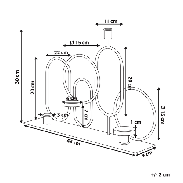 Technische Zeichnung eines Kerzenständers mit Maßangaben