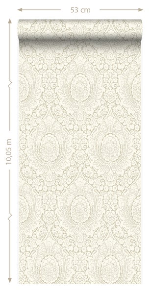 Origin Wallcoverings Tapete Ornamente Hellbeige - 53 cm x 10.05 m - 347329