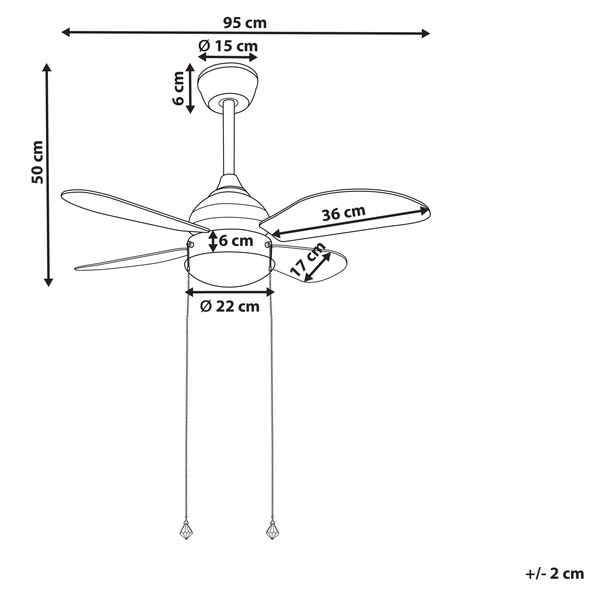 Deckenventilator mit Licht DOLORES Gelb