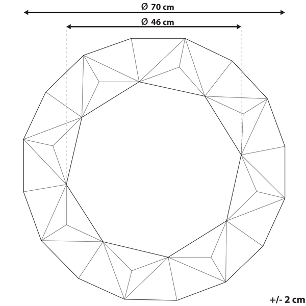 Wandspiegel silber Diamantform ø70 cm HABAY