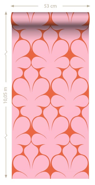 ESTAhome Tapete Retro-Ornamente Rosa und Rot - 50 x 900 cm - 131564