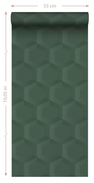 Origin Wallcoverings Tapete 3D Wabenmuster Dunkelgrün - 53 cm x 10.05 m - 348021