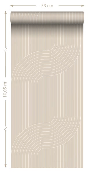 ESTAhome Tapete grafische Linien Beige - 50 x 900 cm - 139927
