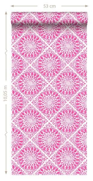 ESTAhome Tapete Fliesenmuster Rosa - 53 cm x 10.05 m - 148610
