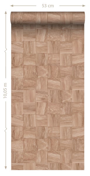 Origin Wallcoverings Tapete quadratische Holzstücke Terrakottarosa - 50 x 900 cm - 347931