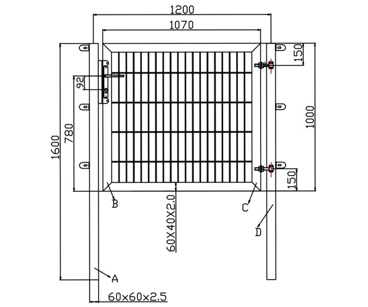 1-flügelige Industrietore Anthrazit 6/5/6 mm 1200 x 1000 mm