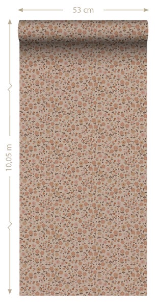 ESTAhome Tapete Blumen Terrakottarosa - 53 cm x 10.05 m - 131394