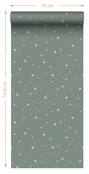 ESTAhome Tapete kleine Sterne Graugrün - 53 cm x 10.05 m - 139689