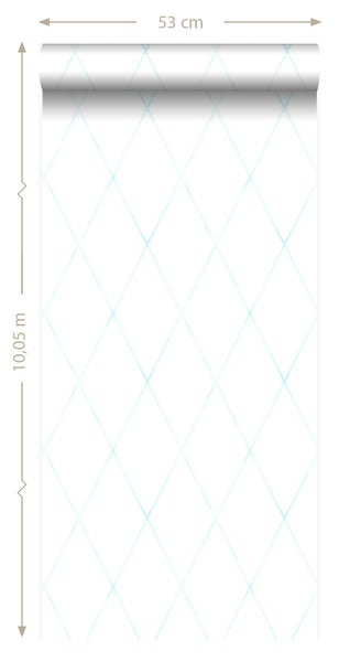 Origin Wallcoverings Tapete Karomuster Weiß und Pastell Mintgrün - 53 cm x 10.05 m - 347494