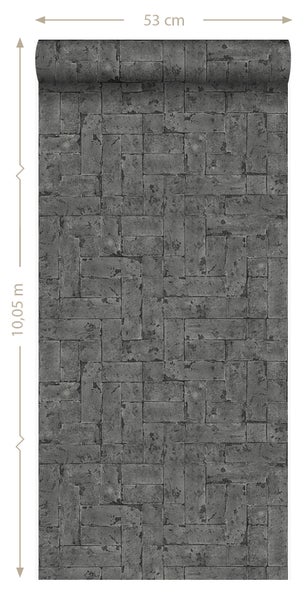 Origin Wallcoverings Tapete Backstein-Optik Schwarz - 53 cm x 10.05 m - 347571