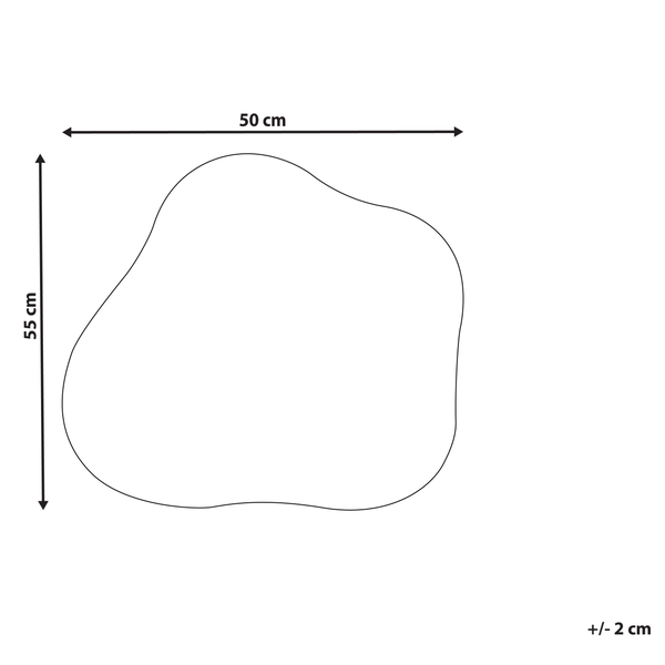 Skizze einer Teichfolie mit den Maßen 50 mal 55 Zentimeter