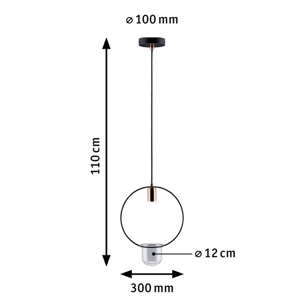Neordic Pendelleuchte Tasja E27 max. 20W Schwarz, Kupfer dimmbar Metall